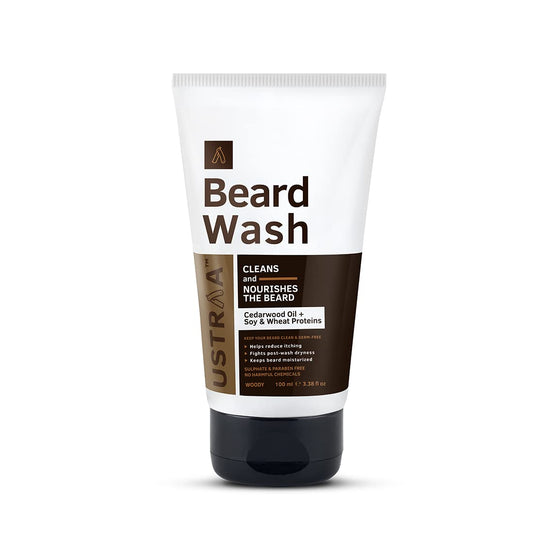 Ustraa Beard Wash Woody - 100 ml, Sulphate-free