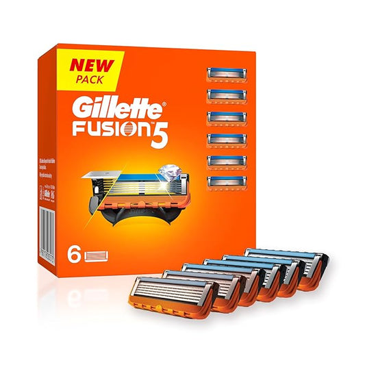 Gillette Fusion Manual Blades for men - 6 count Super Value Pack for Perfect Shave and Perfect Beard Shape with styling back blade