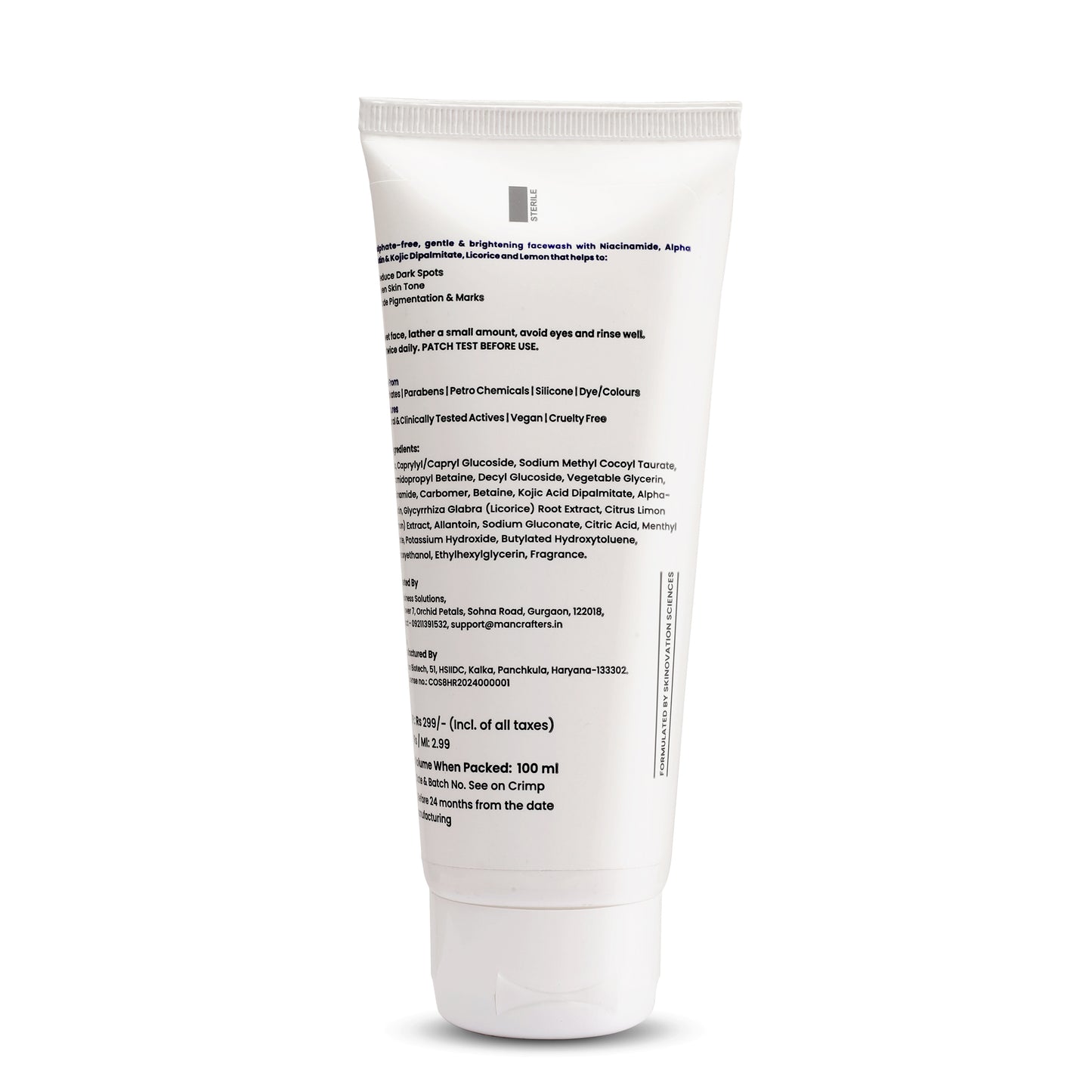 Mancrafters Cleartone Brightening Face Wash with 2% Niacinamide, Alpha Arbutin & Kojic Dipalmitate for Dull & Uneven Skin - 100 ml