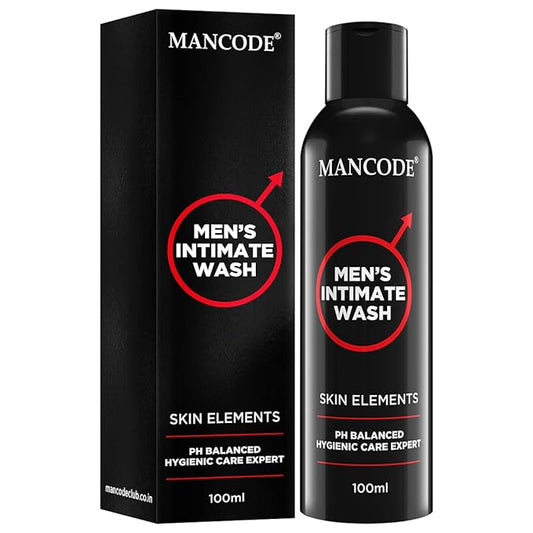 Mancode Intimate Wash For Men - 100ml with Tea Tree Essential Oil Ayurvedic & Natural Personal Intimate Hygiene Prevents Itching Irritation & Dryness Caused By Sweating Ball Wash for Men