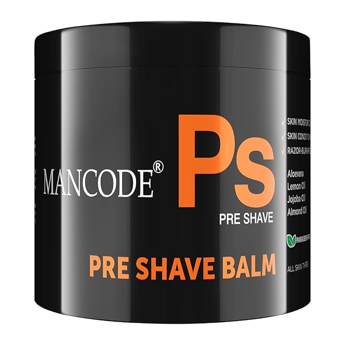 Mancode Pre-Shave Balm for Men | 100gm | Balm Softens your Beard | Provides Razor Glide for a Smooth Zesty Shave | Apply to Prevent Shaving Irritation and Razor Burns | Cut & Irritation Free Shave.
