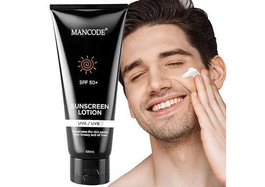 Mancode Sunscreen SPF 50 PA+ Lotion UV A, UV B & Blue Light Protection For All Types of Skin | Non-Greasy, Quick-Absorbing Sunscreen for Men and Women (100ml)