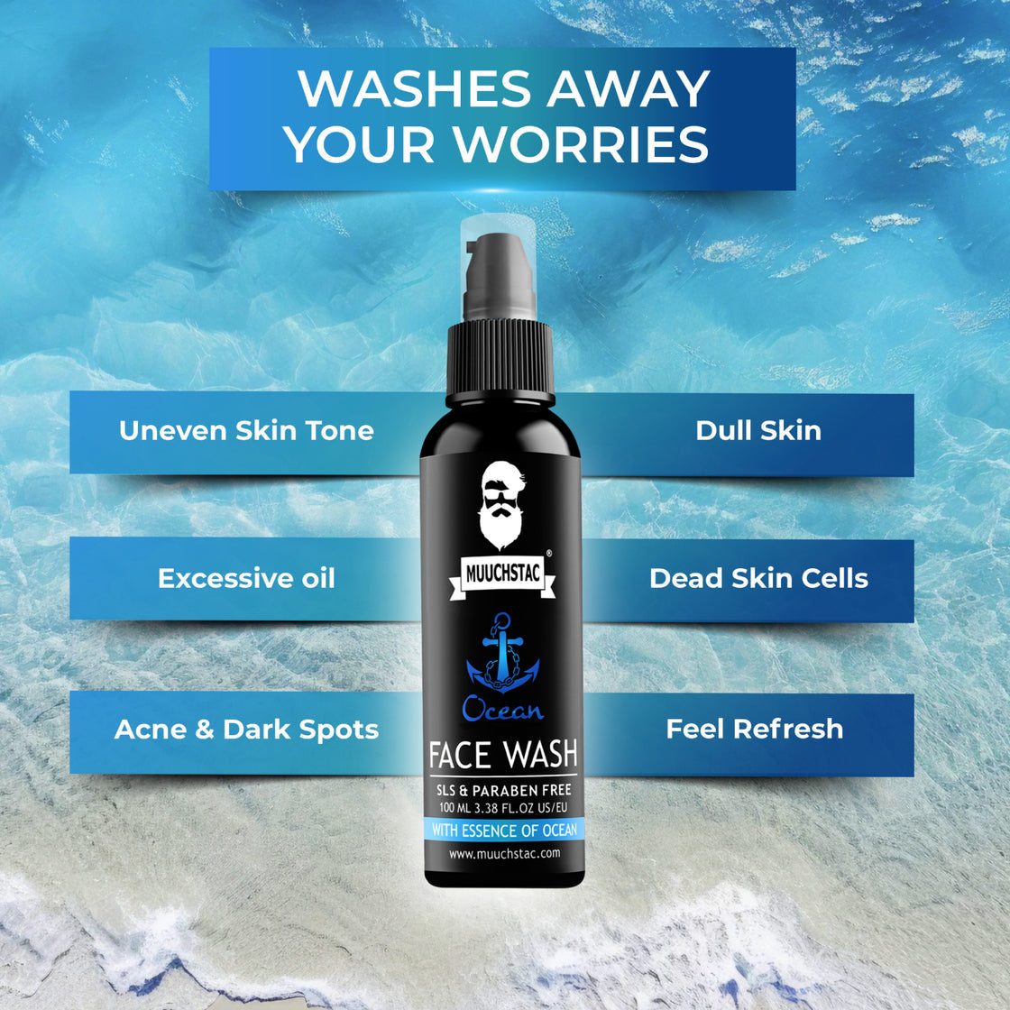 Muuchstac Ocean Face Wash for Men |  Multi-Action Formula