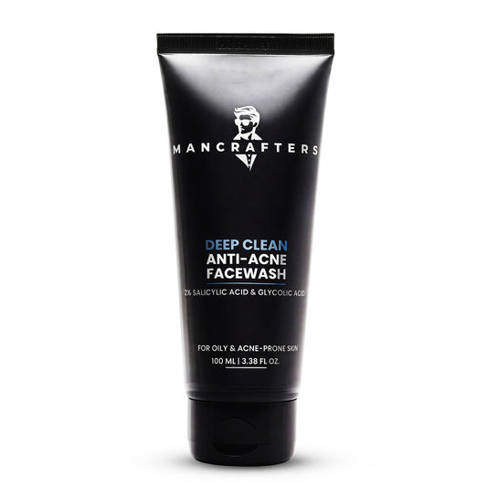 Mancrafters Deepclean Anti-Acne Face Wash with 2% Salicylic Acid & 0.5% Glycolic Acid for Acne & Pimples - 100 ml